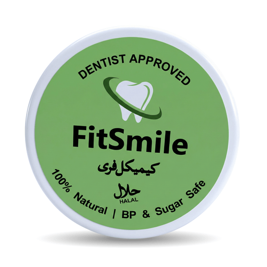 FitSmile dentist approved green teeth whitening powder container, 100% natural, halal, sugar safe
